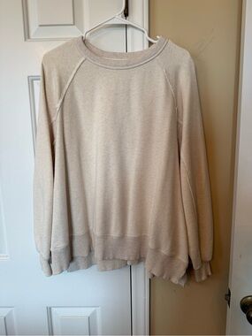 aerie Cozy Crewneck Sweatshirt in Light Beige